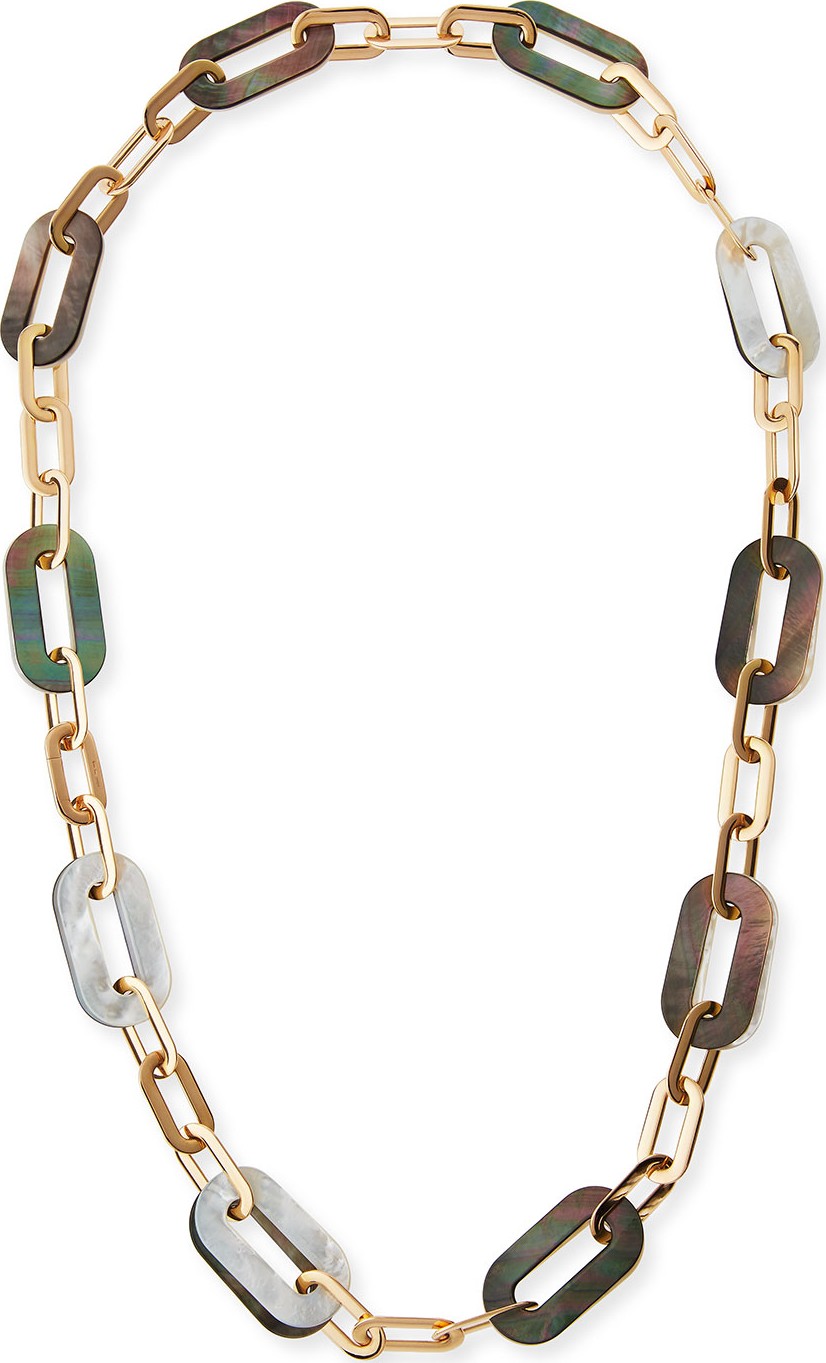 Vhernier Bisquit 18k Pink Gold White & Grey Mother of Pearl Chain