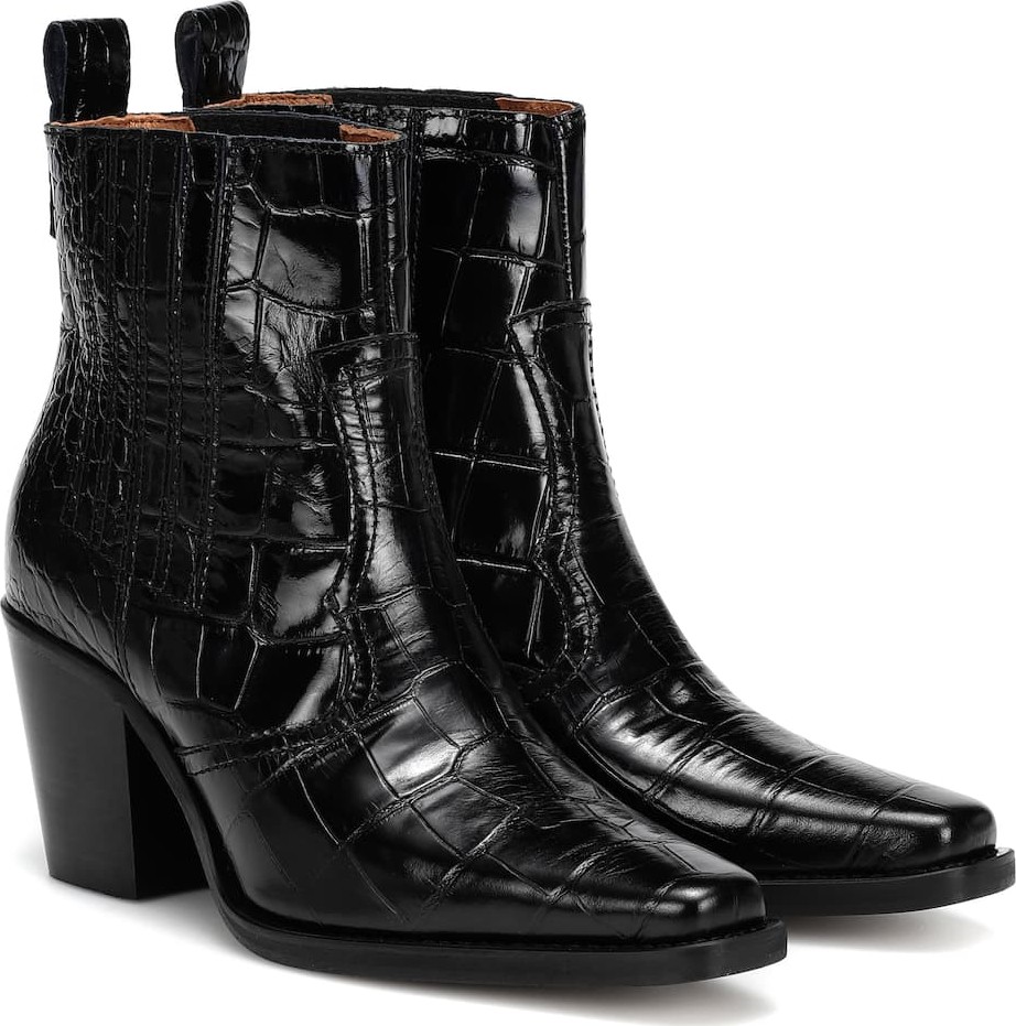 Ganni Western embossed leather boots