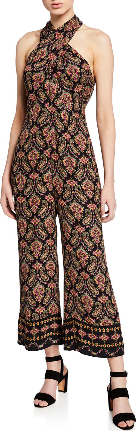 KOBI HALPERIN Tara Paisley Halter Crop Jumpsuit