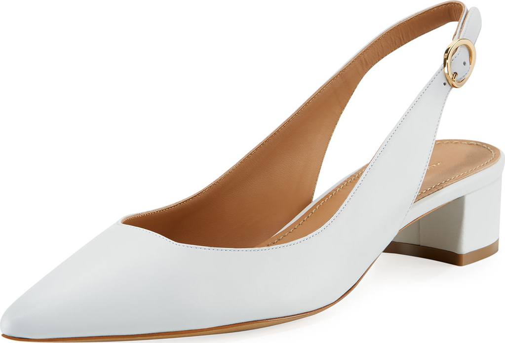 Mansur Gavriel Low-Heel Lamb Leather Slingback Pump