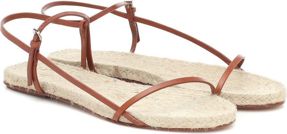 THE ROW Bare leather and raffia sandals