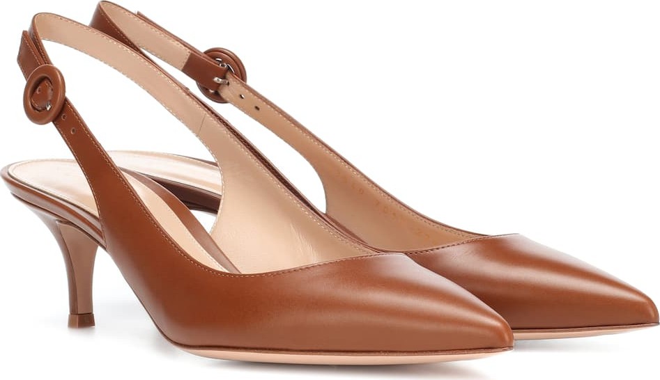 Gianvito Rossi Anna leather slingback pumps