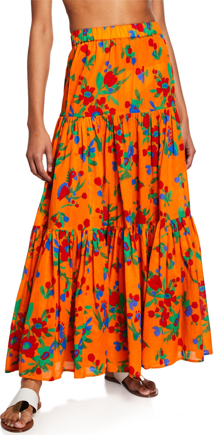 Tory Burch Floral-Print Tiered Coverup Maxi Dress