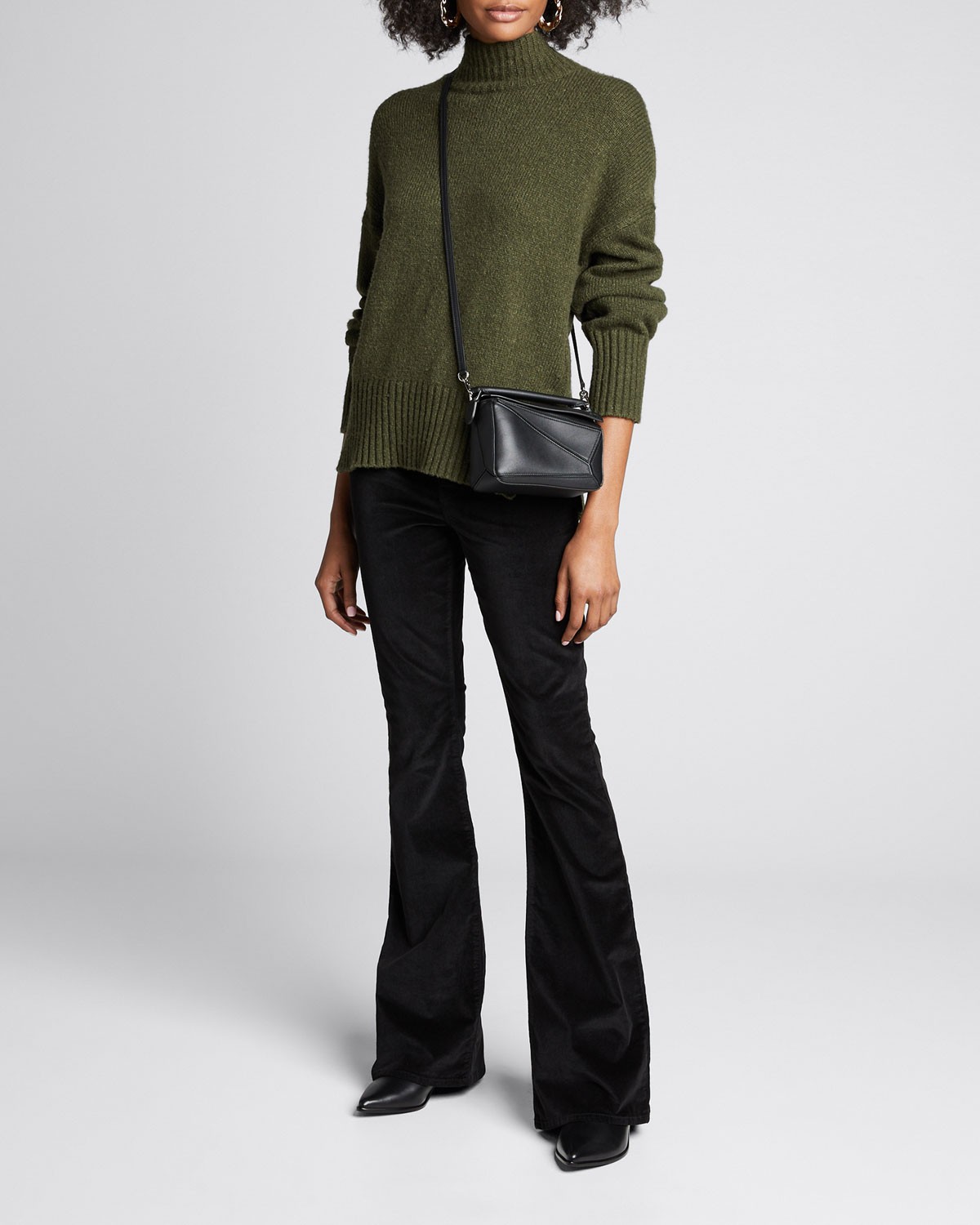 FRAME DENIM Side-Slit Turtleneck Sweater