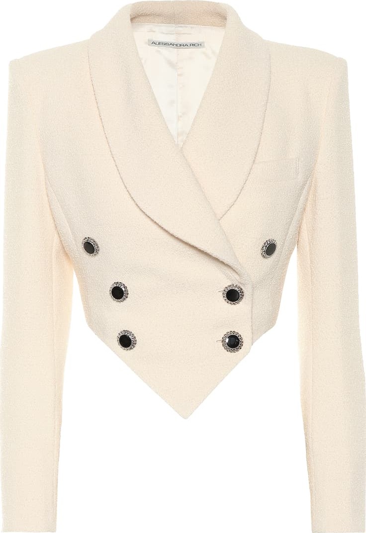 Alessandra Rich Cropped wool-blend crêpe blazer