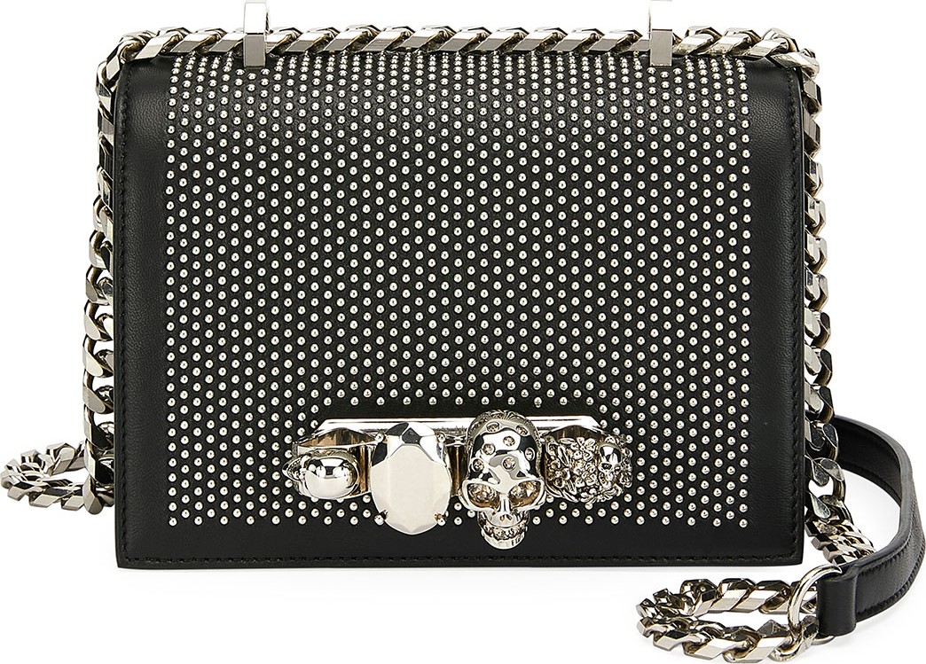 Alexander McQueen Small Jeweled Knuckle Flap Shoulder Bag