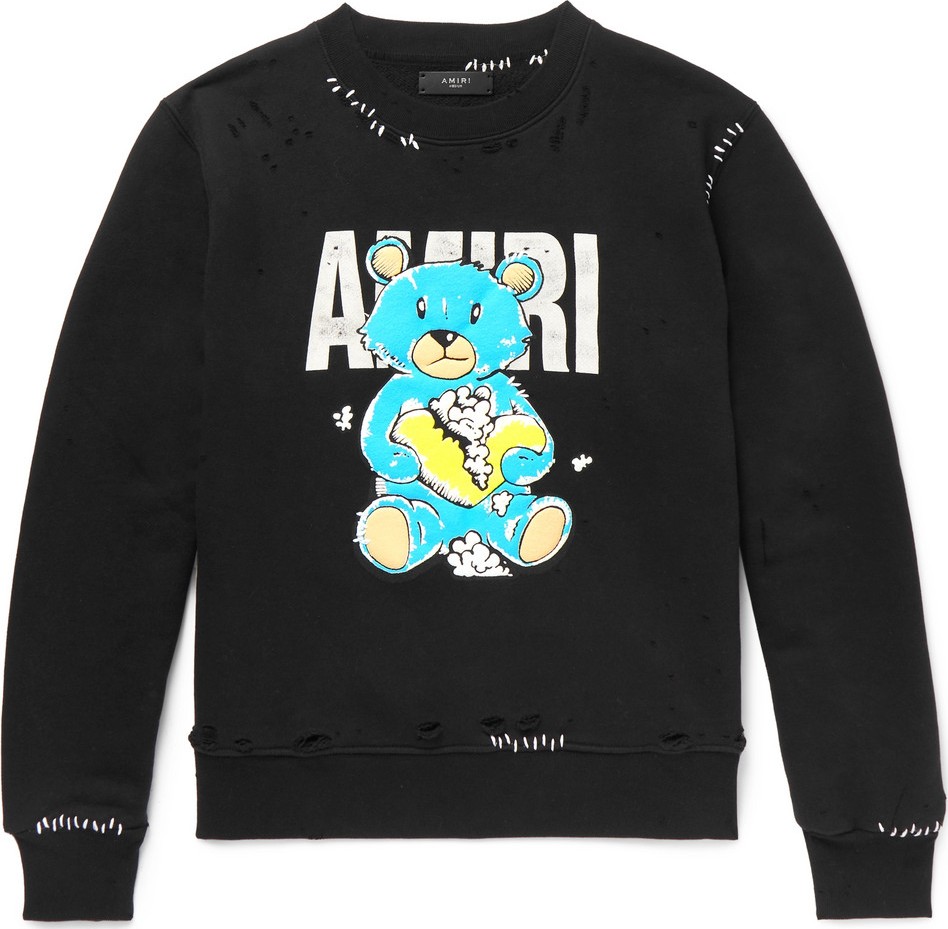 Amiri Oversized Distressed Printed Loopback Cotton-Jersey Sweatshirt