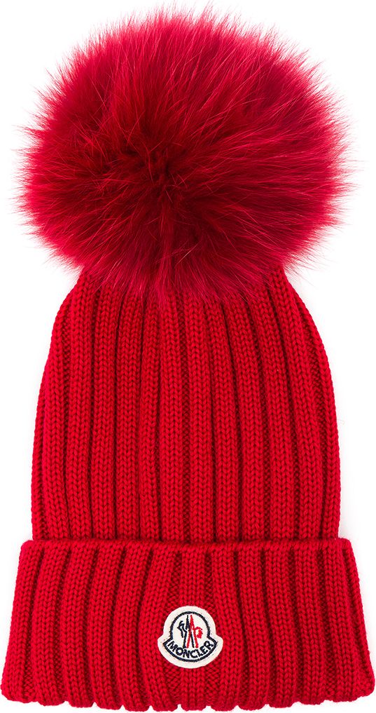 Moncler Berretto Beanie With Fox Fur Pom