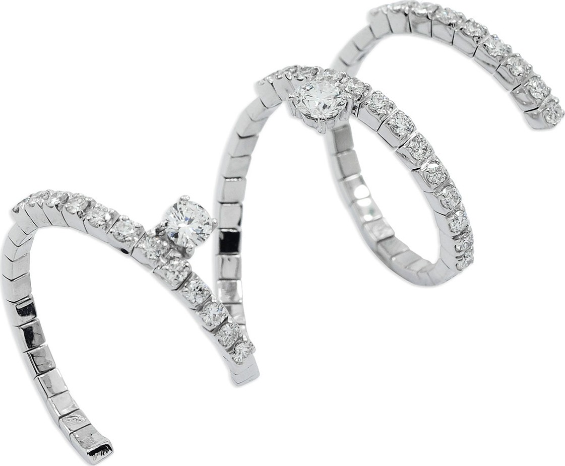 Staurino Fratelli 18k White Gold Diamond Snake Ring, Size 7