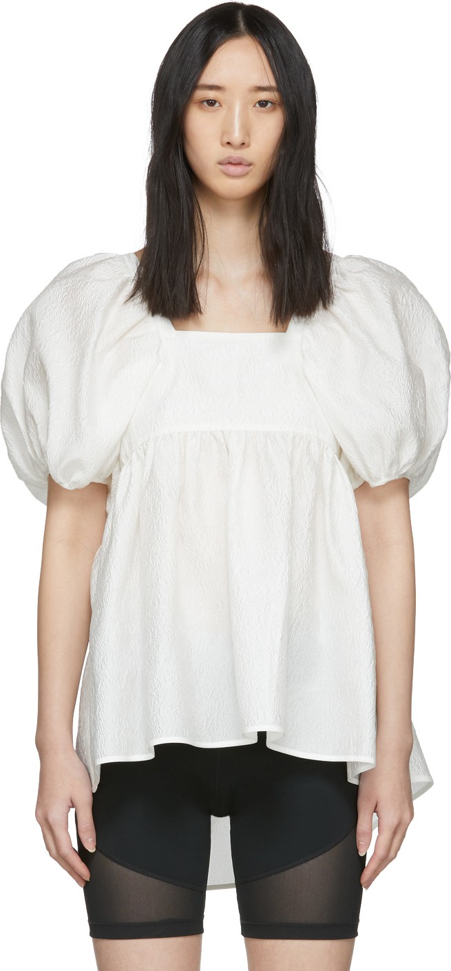 Cecilie Bahnsen White Silk Rita Blouse
