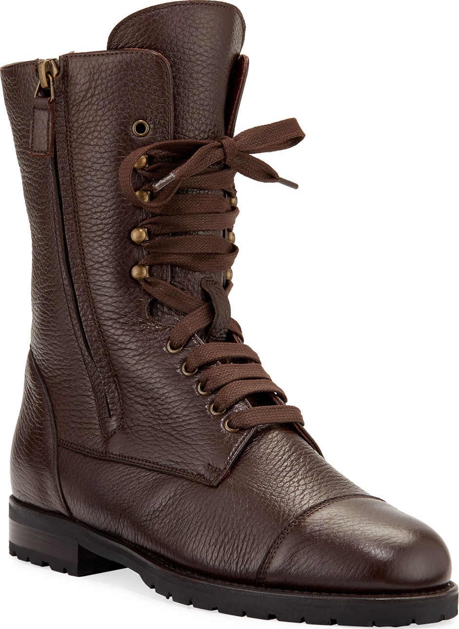 Manolo Blahnik Campcha Leather Lace-Up Boots