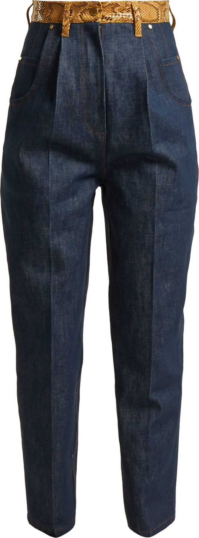 Hillier Bartley Faux snakeskin-trim jeans