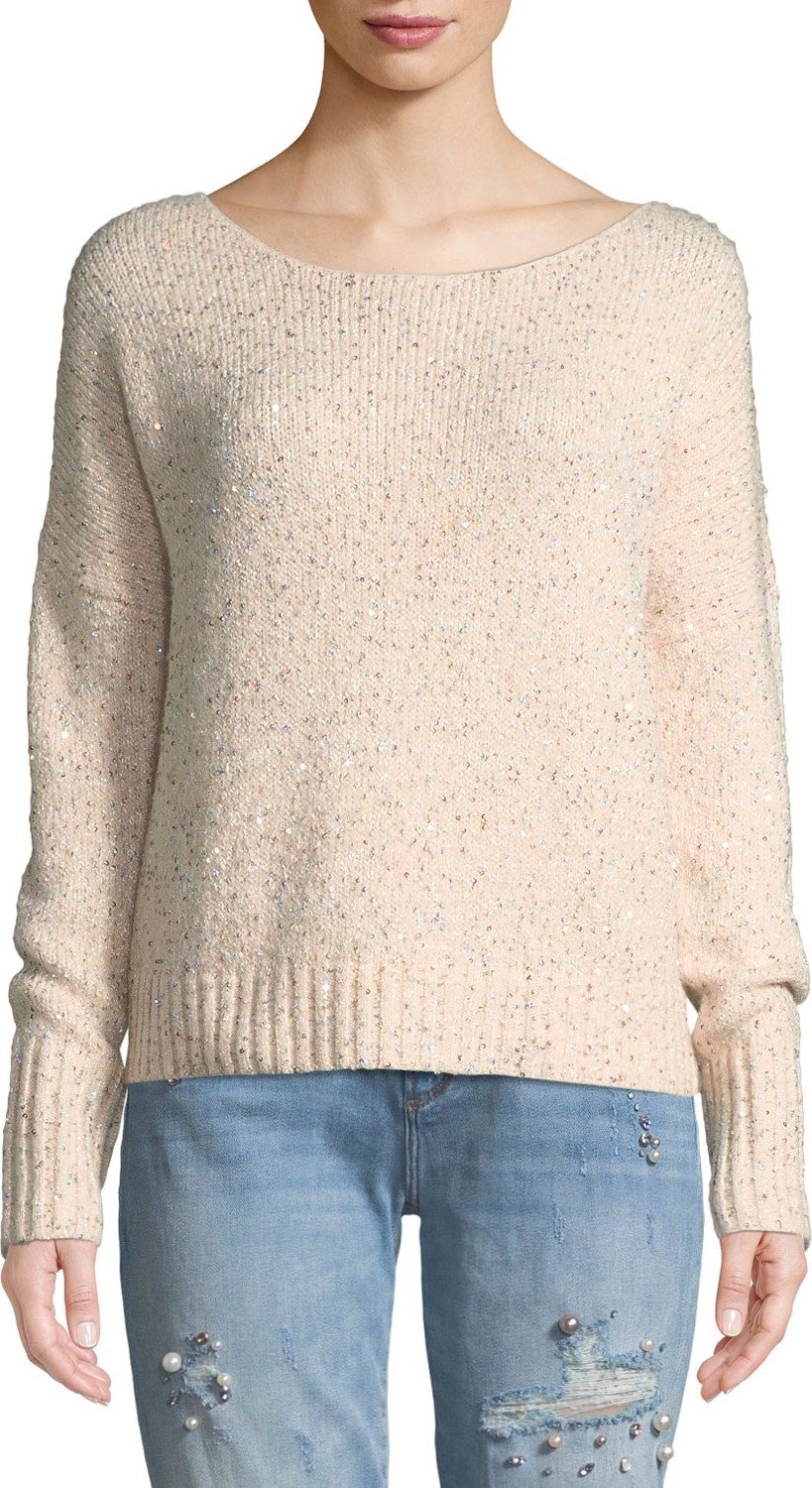 Rebecca Minkoff Brinkley Sequin Scoop-Neck Pullover Sweater