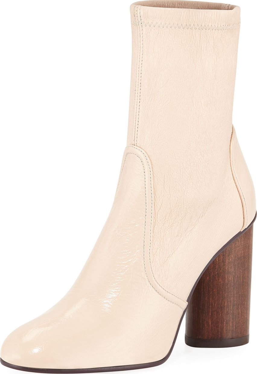 Stuart Weitzman Margot 95mm Stretch-Leather Block-Heel Booties