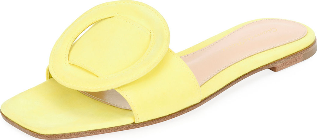 Gianvito Rossi Suede Flat Sandal with Ring Detail