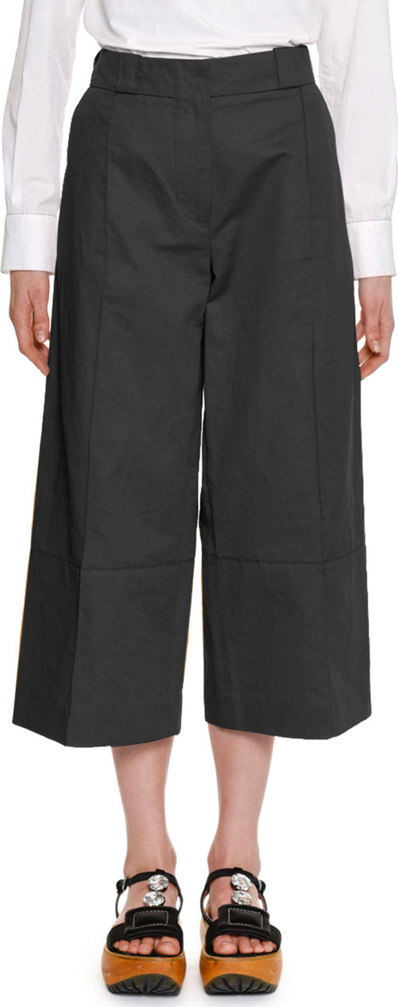 Marni Wide-Leg Cropped Cotton-Linen Pant