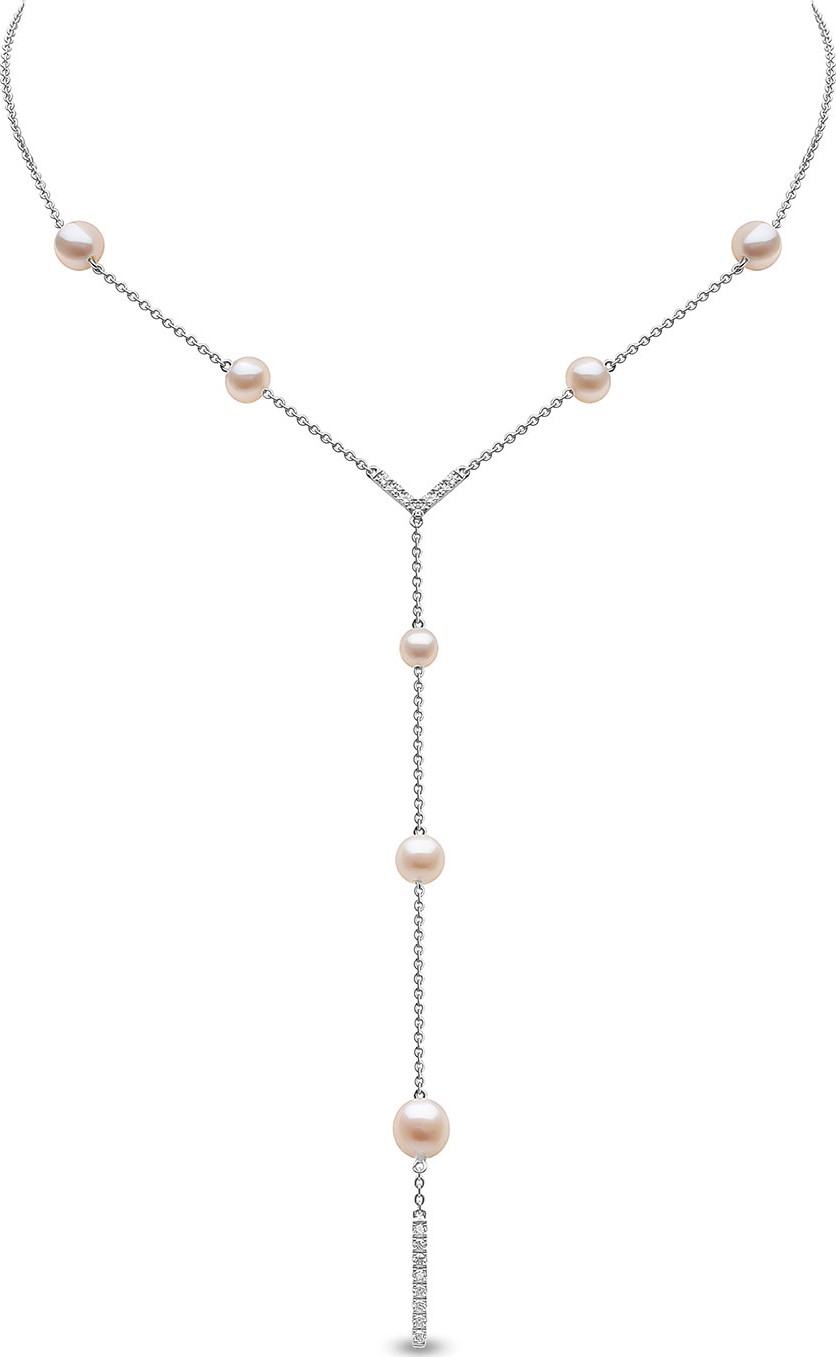 Yoko London 18k White Gold Pearl & Diamond Y-Drop Necklace