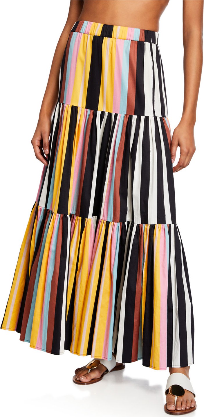 Tory Burch Striped Tiered Maxi Skirt