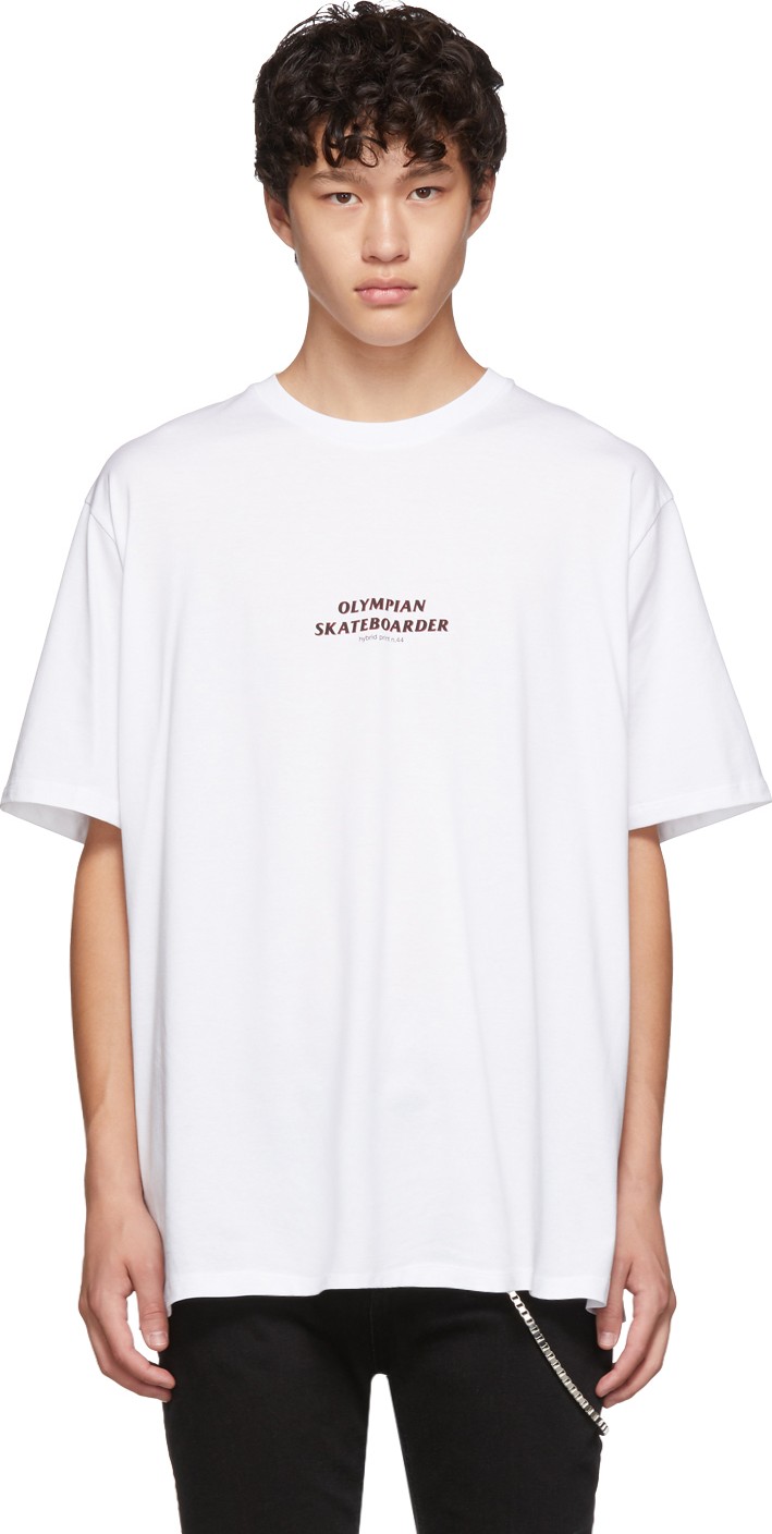 Neil Barrett White 'Olympian Skateboarder' T-Shirt