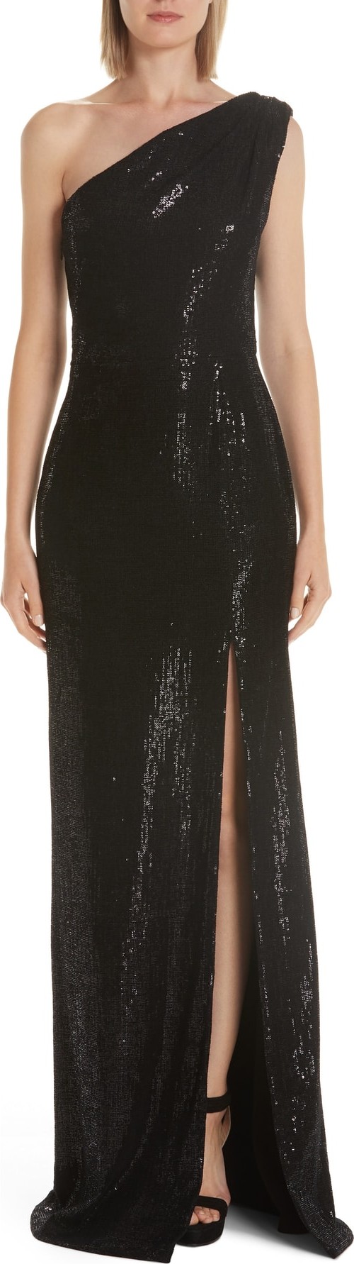 Haney Zane Sequin One-Shoulder Gown