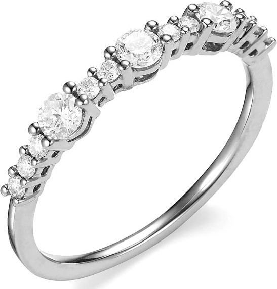 Lana 14k White Gold Three Large Diamond Stack Ring, Size 7