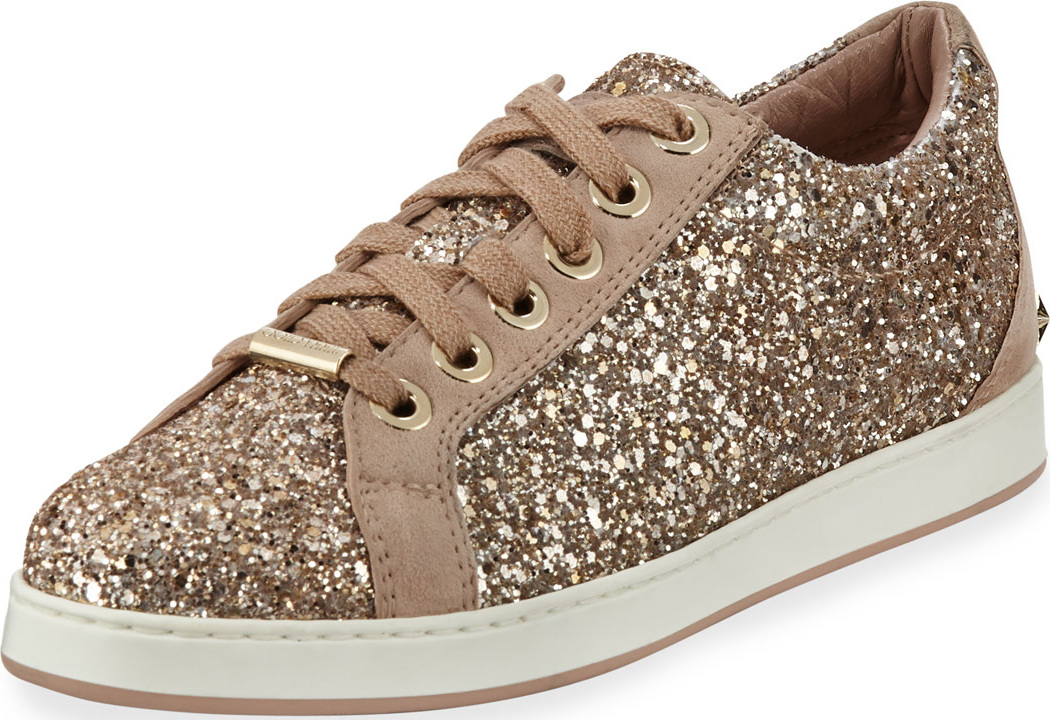 Jimmy Choo Cash Glitter Platform Low-Top Sneakers