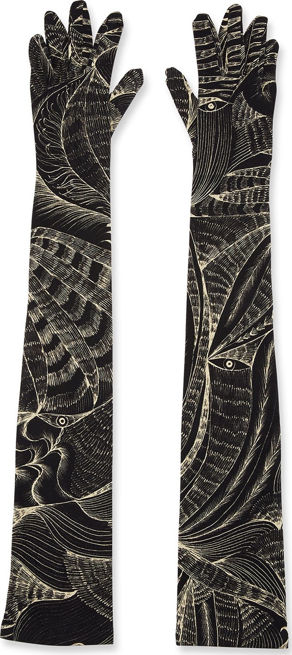 Dries Van Noten Printed Five-Finger Elbow-Length Gloves