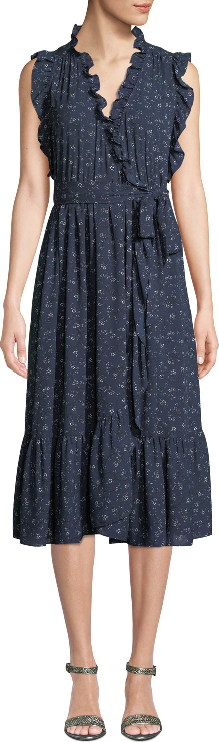 Kate Spade New York wild roses ruffle wrap dress