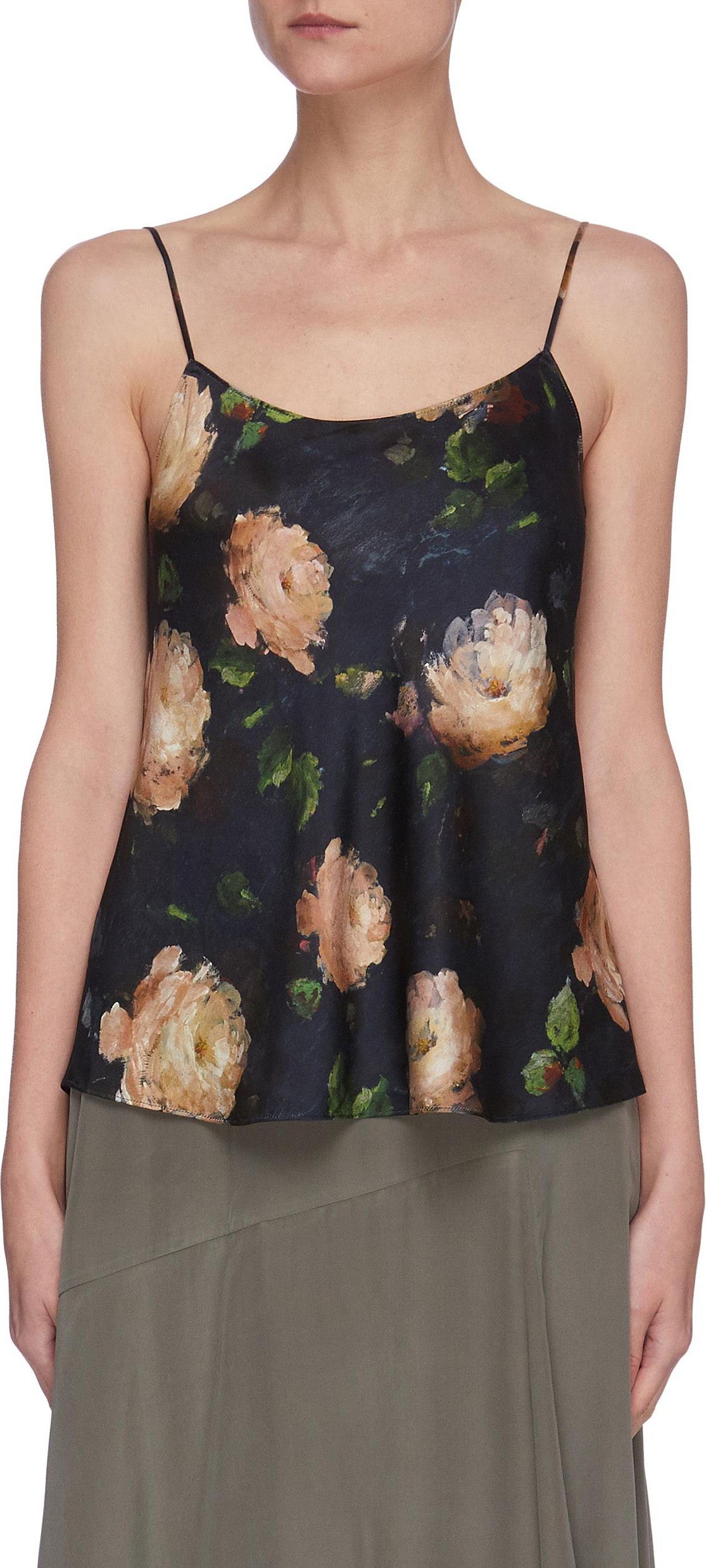 Vince Painted rose print silk camisole top