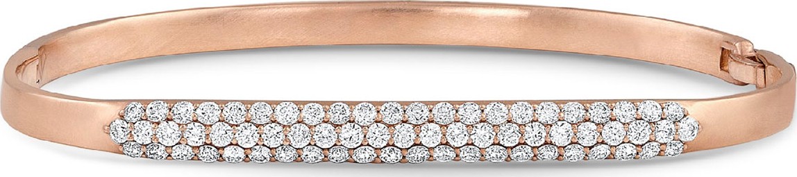 Dominique Cohen 18k Rose Gold Classic Diamond Hinged Huggie Bangle Bracelet