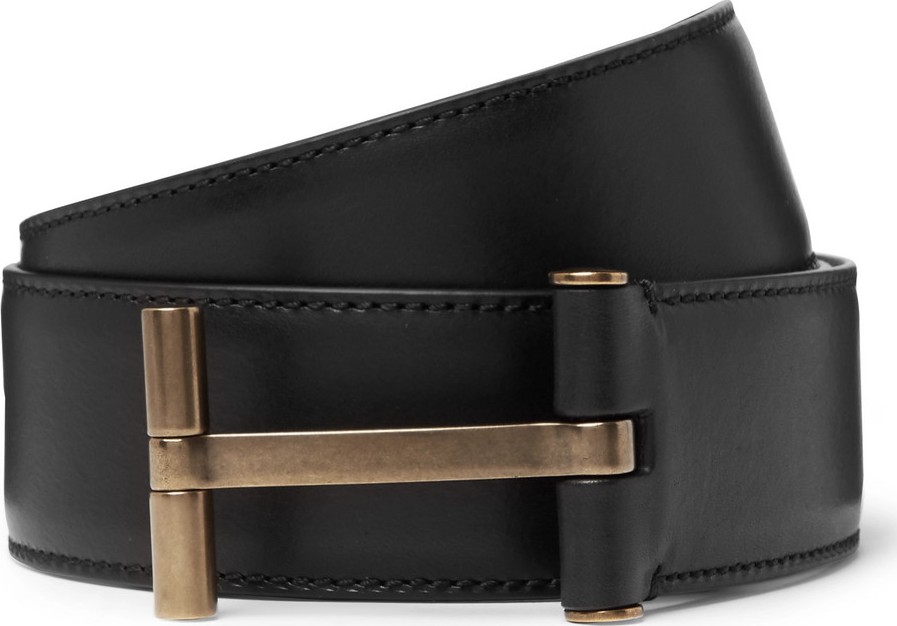 TOM FORD 4cm Black Full-Grain Leather Belt