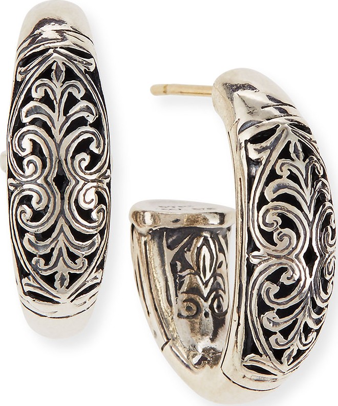Konstantino Sterling Silver Etched Hoop Earrings