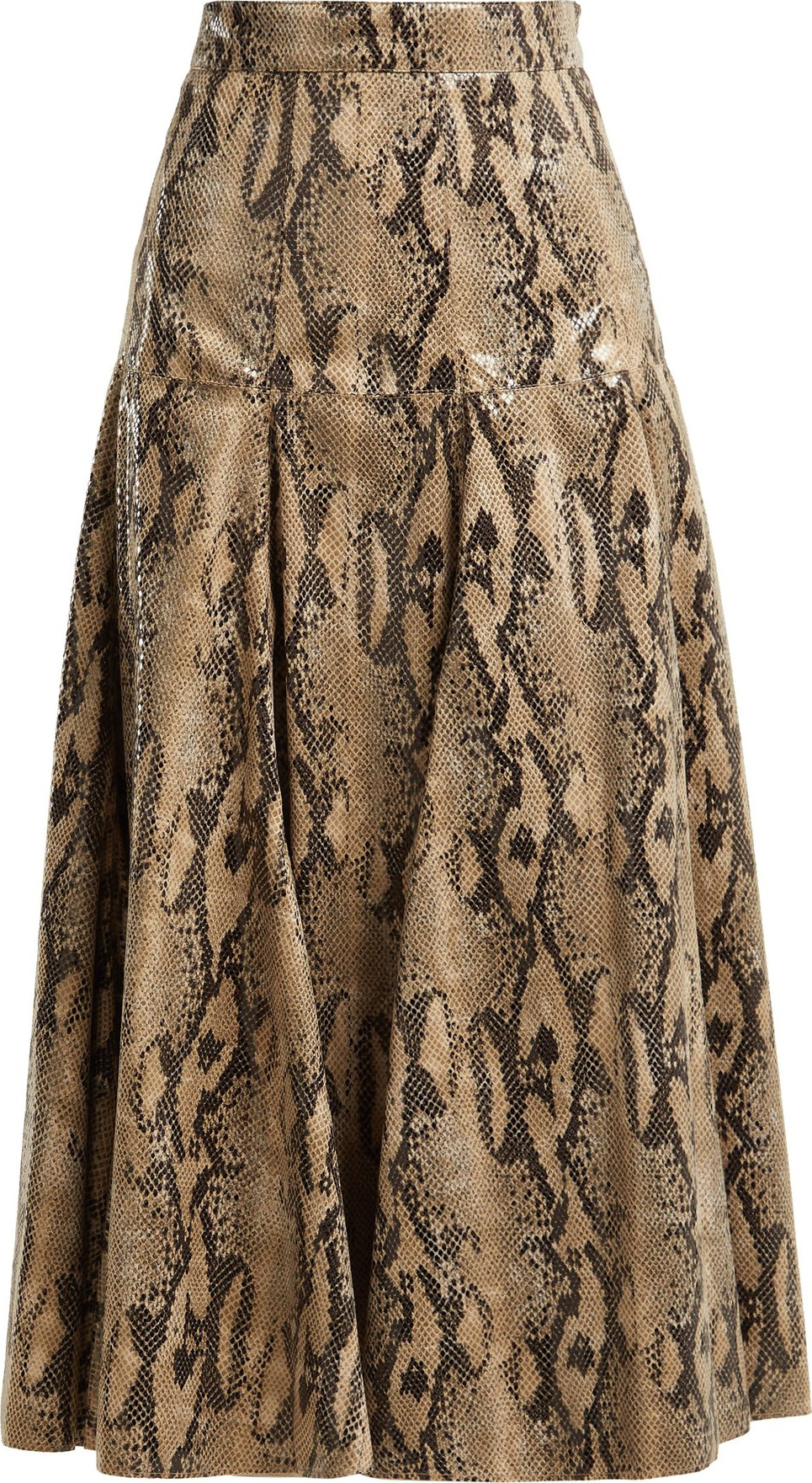 MSGM High-gloss snake-print midi skirt
