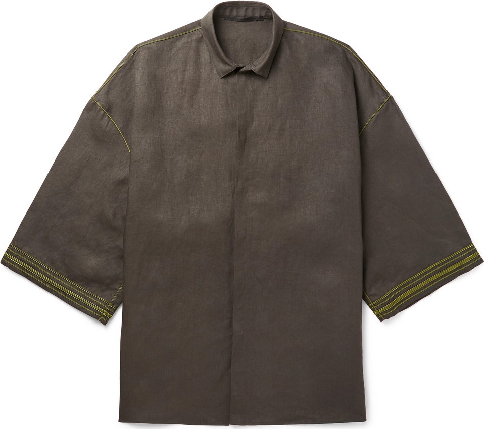 Haider Ackermann Oversized Soutache-Embroidered Linen Shirt