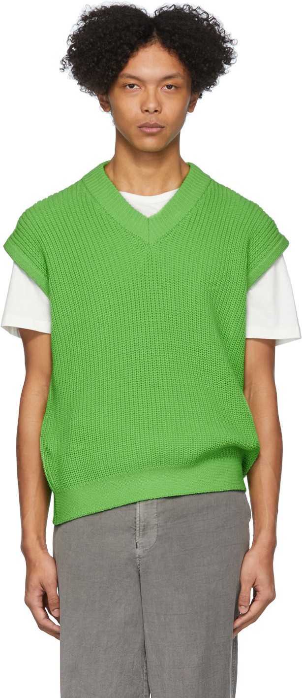 Issey Miyake Men Green Low Gauge Vest