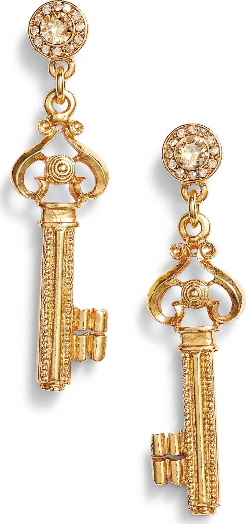 Oscar De La Renta Crystal Key Drop Earrings