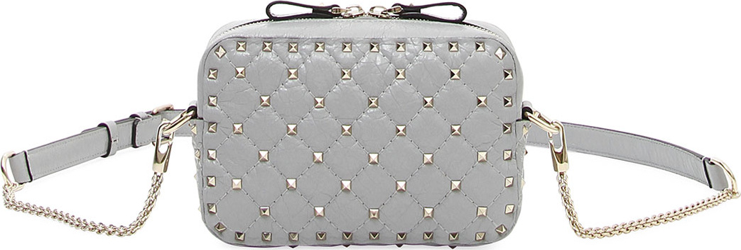 Valentino Rockstud Spike Quilted Leather Camera Crossbody Bag