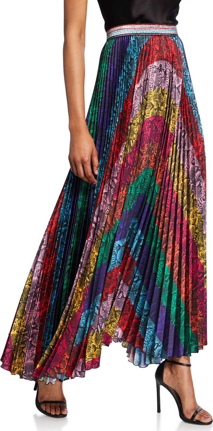 Alice + Olivia Katz Sunburst Pleated Maxi Skirt