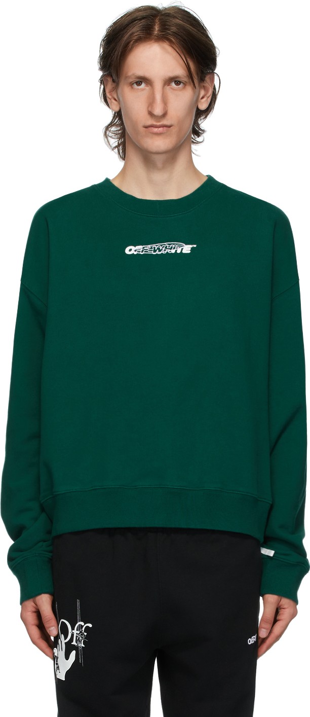 Off White Green & White Hand Painters Sweatshirt