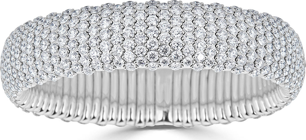 ZYDO 18k White Gold Wide Stretch Diamond Bracelet