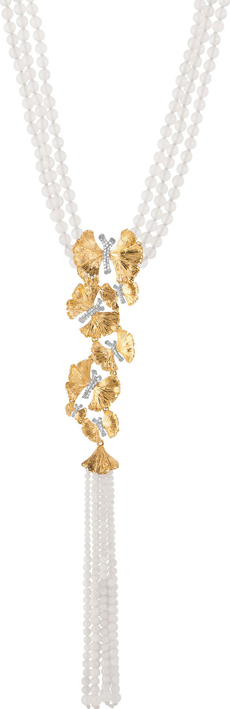 Michael Aram Butterfly Ginkgo Silver & Gold Lariat Necklace w/ Moonstone