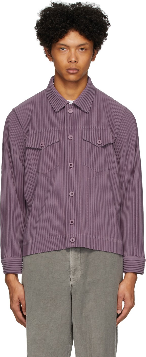 Homme Plissé Issey Miyake Purple Pleated Tailored Jacket