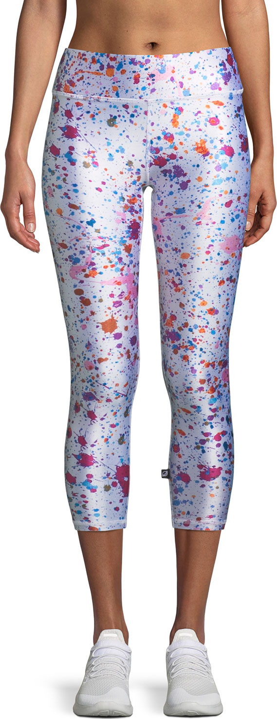 Terez Tall Band Paint Splatter Printed Capri Leggings