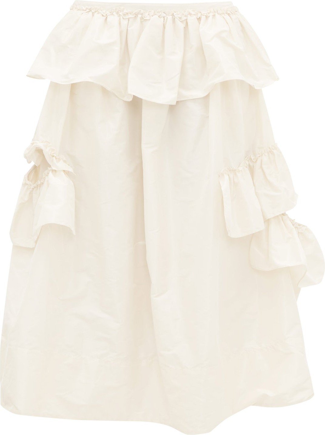 Simone Rocha Asymmetric ruffle-trimmed taffeta midi skirt
