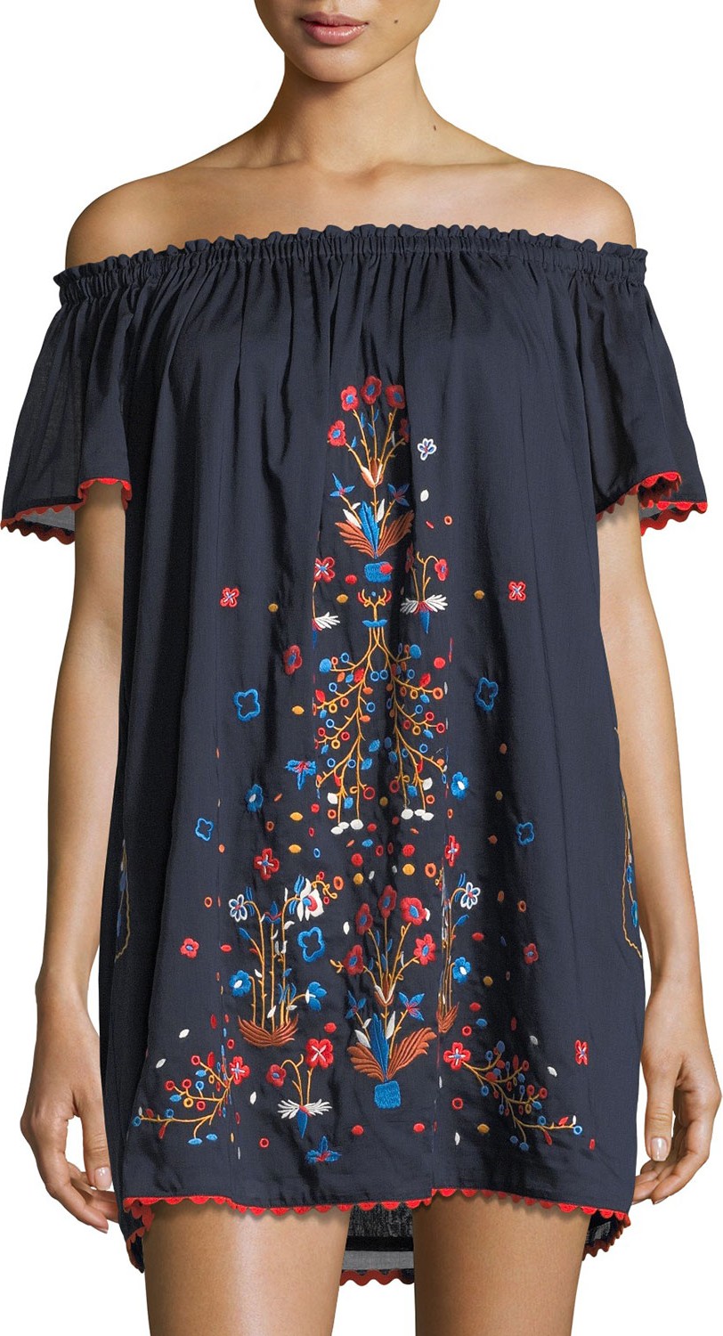 Tory Burch Wildflower Embroidered Beach Coverup Dress