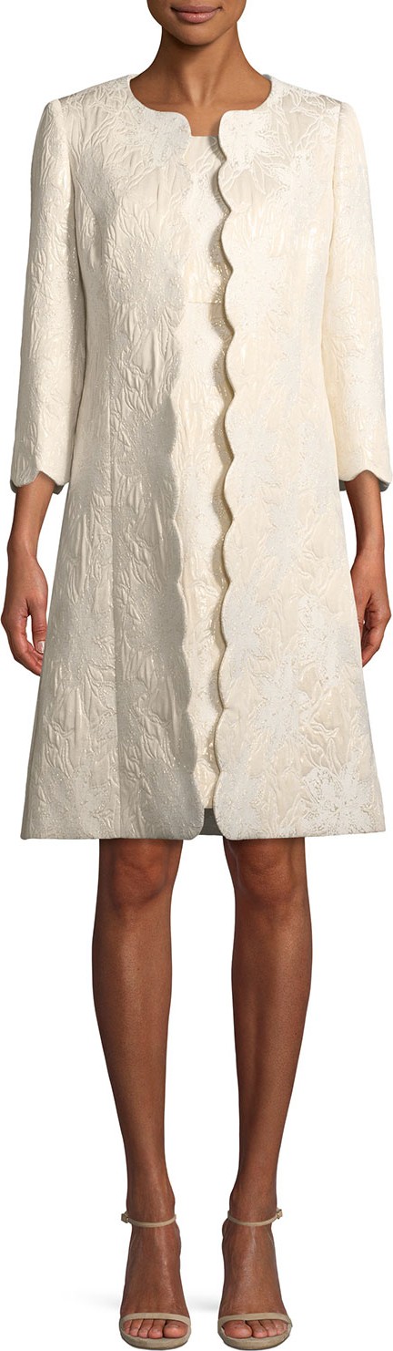 Albert Nipon METALLIC FLRL COAT W/DRESS