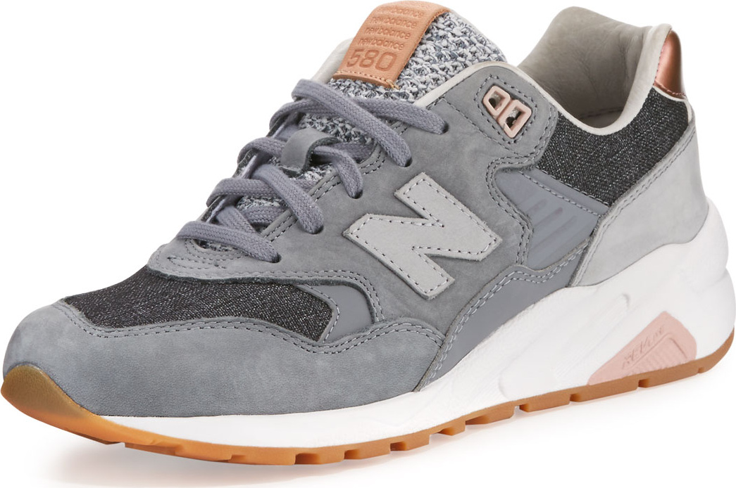 New Balance 580 Suede Low-Top Sneakers, Gray