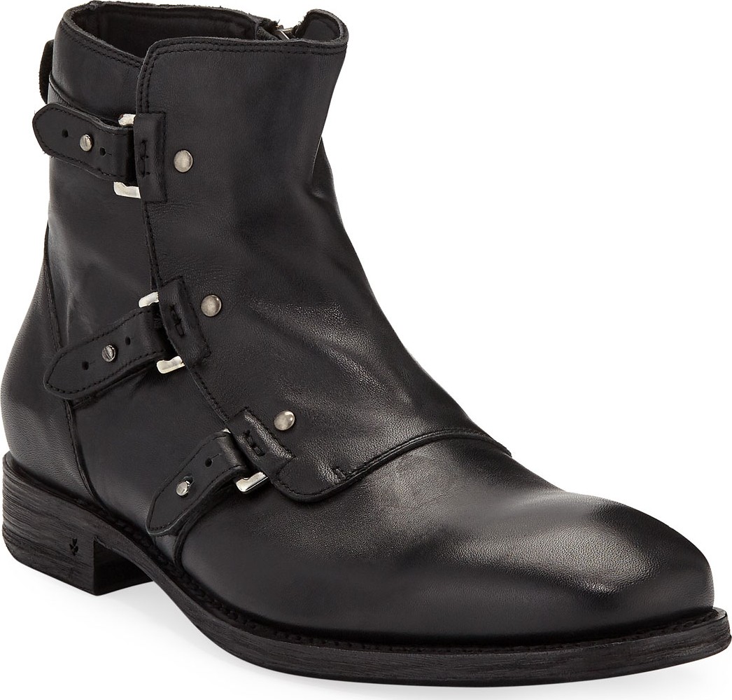 John Varvatos Men's Fleetwood Pin Strap Leather Boots