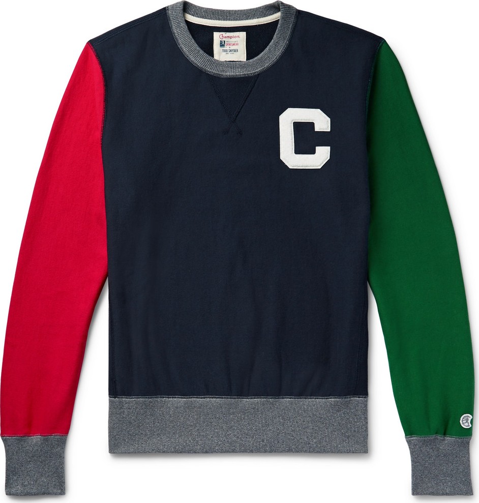Todd Snyder + Champion Logo-Appliquéd Colour-Block Loopback Cotton-Jersey Sweatshirt