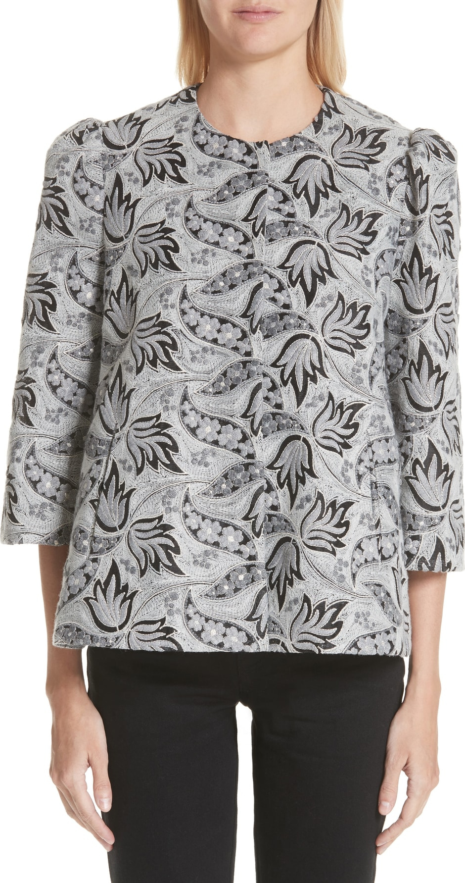 Co Embroidered Jacquard Swing Jacket